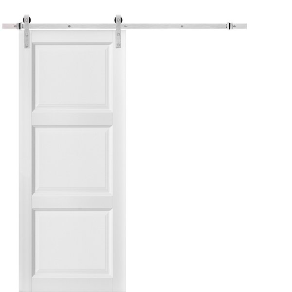 Sartodoors Barn Interior Door, 42" x 84", White LUCIA2661BD-S-BEM-4284